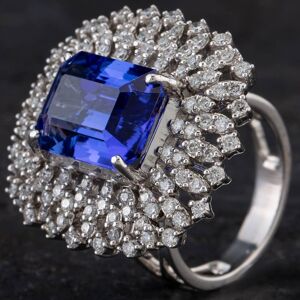 Pre-Owned 14ct White Gold 8.62ct Tanzanite & 1.46ct Brilliant Cut Diamond Cluster Ring 4341021 Pre-Owned 14ct White Gold 8.62ct Tanzanite & 1.46ct Brilliant Cut Diamond Cluster Ring 4341021
