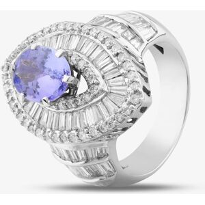 Pre-Owned 14ct White Gold Oval Cut Tanzanite & Diamond Marquise Cluster Ring 43411000 Pre-Owned 14ct White Gold Oval Cut Tanzanite & Diamond Marquise Cluster Ring 43411000