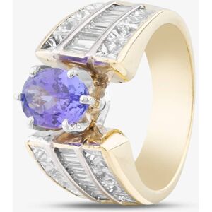 Pre-Owned 18ct Yellow Gold Oval Cut Tanzanite & Diamond Three Row Dress Ring 43411001 Pre-Owned 18ct Yellow Gold Oval Cut Tanzanite & Diamond Three Row Dress Ring 43411001