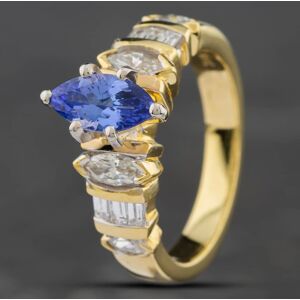 Pre-Owned 14ct Yellow Gold 0.086ct Marquise Cut Tanzanite & Diamond Dress Ring 43411008 Pre-Owned 14ct Yellow Gold 0.086ct Marquise Cut Tanzanite & Diamond Dress Ring 43411008