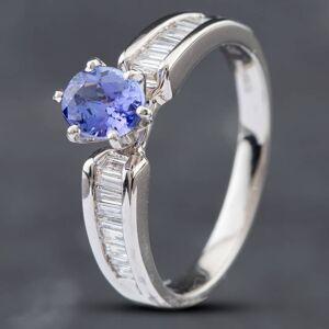 Pre-Owned 14ct White Gold 0.66ct Oval Cut Tanzanite & Baguette Cut Diamond Dress Ring 43411011 Pre-Owned 14ct White Gold 0.66ct Oval Cut Tanzanite & Baguette Cut Diamond Dress Ring 43411011