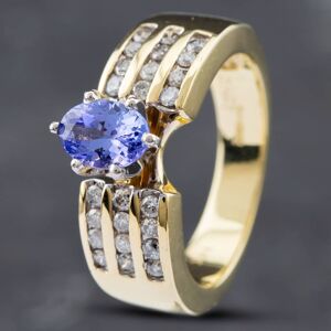 Pre-Owned 14ct Yellow Gold 0.79ct Oval Cut Tanzanite & 0.40ct Brilliant Cut Diamond Dress Ring 43411012 Pre-Owned 14ct Yellow Gold 0.79ct Oval Cut Tanzanite & 0.40ct Brilliant Cut Diamond Dress Ring 43411012