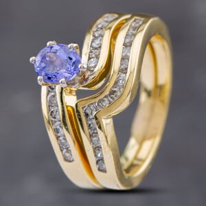 Pre-Owned 14ct Yellow Gold 0.67ct Tanzanite & 0.60ct Brilliant Cut Diamond Twist Bridal Set Ring 43411013 Pre-Owned 14ct Yellow Gold 0.67ct Tanzanite & 0.60ct Brilliant Cut Diamond Twist Bridal Set Ring 43411013
