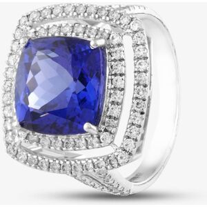 Pre-Owned 18ct White Gold 6.45ct Tanzanite & 0.80ct Brilliant Cut Diamond Cushion Shape Cluster Ring 4341155230 Pre-Owned 18ct White Gold 6.45ct Tanzanite & 0.80ct Brilliant Cut Diamond Cushion Shape Cluster Ring 4341155230