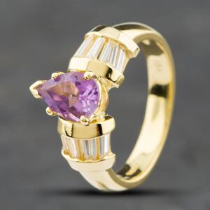 Pre-Owned 18ct Yellow Gold Pear Shaped Amethyst & Baguette Cut Diamond Dress Ring 43421003 Pre-Owned 18ct Yellow Gold Pear Shaped Amethyst & Baguette Cut Diamond Dress Ring 43421003