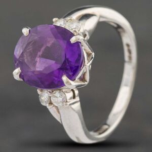 Pre-Owned Platinum Certificated Amethyst & 0.20ct Brilliant Cut Diamond Oval Dress Ring 43421005 Pre-Owned Platinum Certificated Amethyst & 0.20ct Brilliant Cut Diamond Oval Dress Ring 43421005