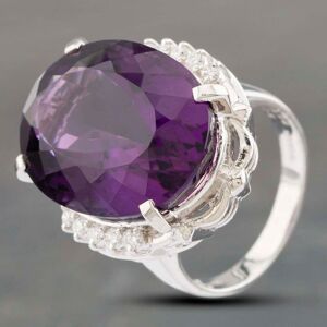 Pre-Owned Platinum 20.28ct Amethyst & 0.22ct Brilliant Cut Diamond Oval Dress Ring 43421007 Pre-Owned Platinum 20.28ct Amethyst & 0.22ct Brilliant Cut Diamond Oval Dress Ring 43421007