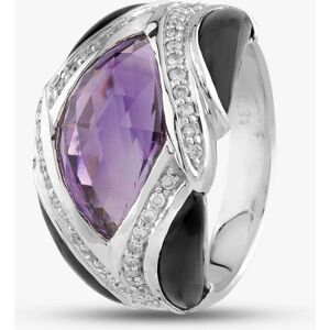 Pre-Owned 18ct White Gold Amethyst & 0.31ct Brilliant Cut Diamond & Onyx Dress Ring 434215641 Pre-Owned 18ct White Gold Amethyst & 0.31ct Brilliant Cut Diamond & Onyx Dress Ring 434215641