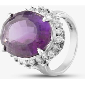 Pre-Owned Platinum 12.00ct Amethyst & 0.78ct Brilliant Cut Diamond Large Oval Cluster Ring 434215732 Pre-Owned Platinum 12.00ct Amethyst & 0.78ct Brilliant Cut Diamond Large Oval Cluster Ring 434215732
