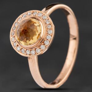 Pre-Owned 14ct Rose Gold 0.75ct Citrine & 0.14ct Brilliant Cut Diamond Round Cluster Ring 4343006 Pre-Owned 14ct Rose Gold 0.75ct Citrine & 0.14ct Brilliant Cut Diamond Round Cluster Ring 4343006
