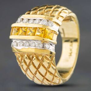 Pre-Owned 14ct Yellow Gold Yellow Sapphire & 0.30ct Brilliant Cut Diamond Three Row Dress Ring 434315616 Pre-Owned 14ct Yellow Gold Yellow Sapphire & 0.30ct Brilliant Cut Diamond Three Row Dress Ring 434315616