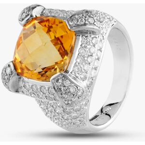 Pre-Owned 18ct White Gold 6.00ct Citrine & 1.79ct Brilliant Cut Diamond Cushion Shape Cluster Ring 434315639 Pre-Owned 18ct White Gold 6.00ct Citrine & 1.79ct Brilliant Cut Diamond Cushion Shape Cluster Ring 434315639