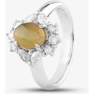 Pre-Owned Platinum 1.98ct Chrysoberyl Cats Eye & 0.61ct Diamond Cluster Ring 435115738 Pre-Owned Platinum 1.98ct Chrysoberyl Cats Eye & 0.61ct Diamond Cluster Ring 435115738