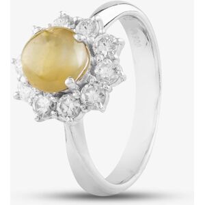 Pre-Owned Platinum 1.64ct Chrysoberyl Cats Eye & 0.62ct Brilliant Cut Diamond Round Cluster Ring 435115776 Pre-Owned Platinum 1.64ct Chrysoberyl Cats Eye & 0.62ct Brilliant Cut Diamond Round Cluster Ring 435115776