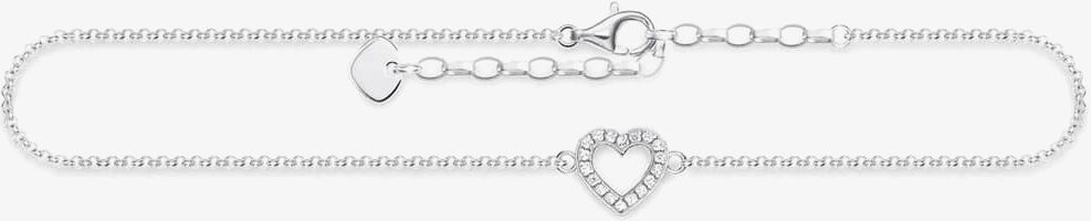 THOMAS SABO Sterling Silver Open Cubic Zirconia Heart Anklet AK0007-051-14-L27V