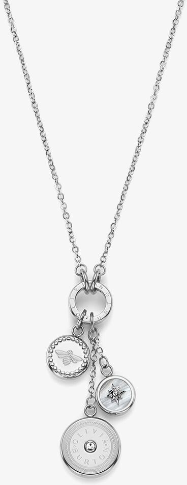 Olivia Burton Signature Silver Tone Crystal Bumble Bee & North Star Multi Charm Necklace 24100330