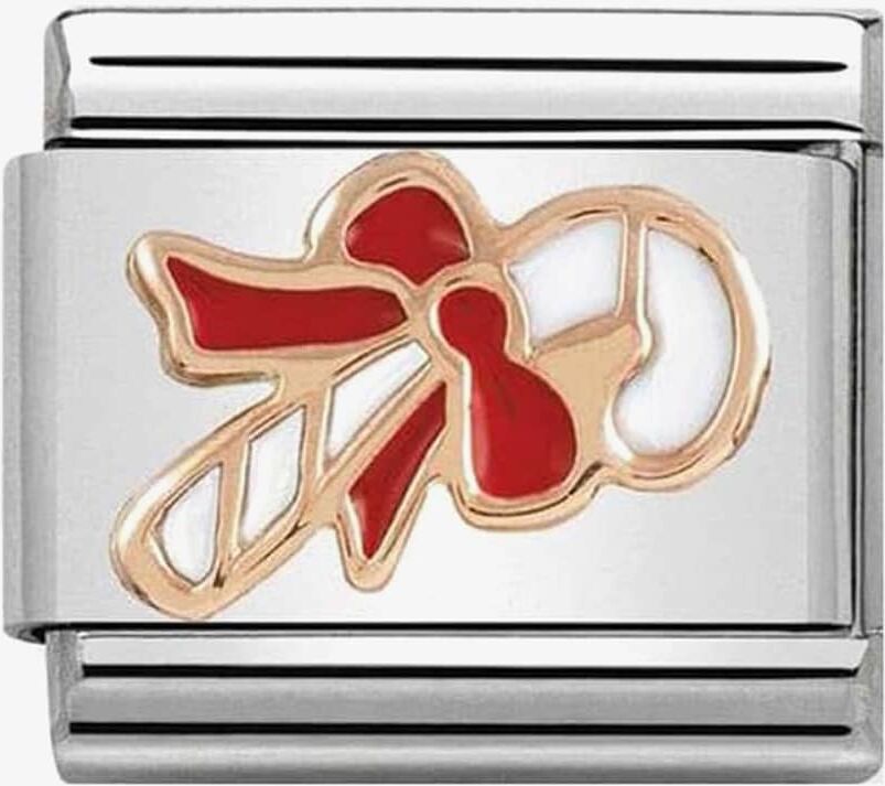 Nomination CLASSIC Rose Gold Candy Cane with White & Red Enamel Charm 430203/04