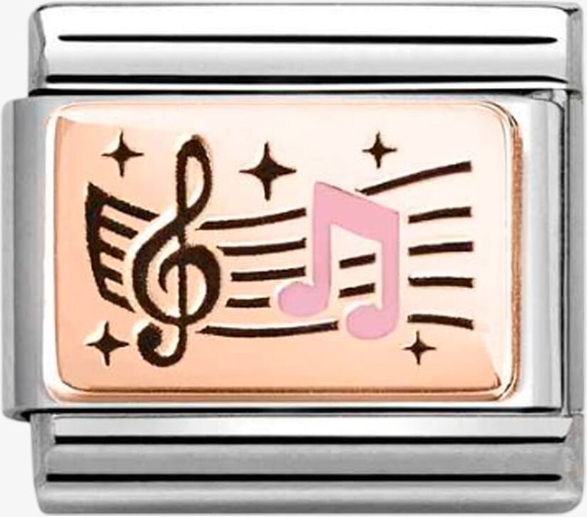 Nomination Stainless Steel 9ct Yellow Gold Black & Pink Musical Notes Charm 430204/06