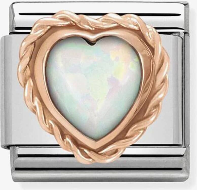 Nomination CLASSIC Rose Gold Stones Heart White Opal Charm 430509/22