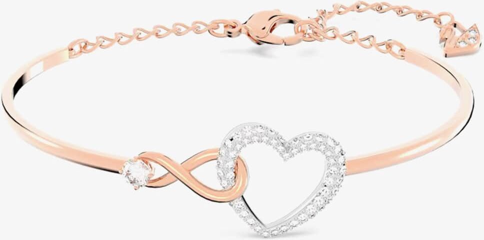 Swarovski Infinity Heart Two Colour White Crystal Bangle 5518869 M
