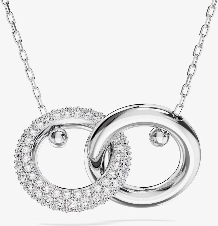 Swarovski Dextera White Interlocking Loop Rhodium Plated Necklace 5670251