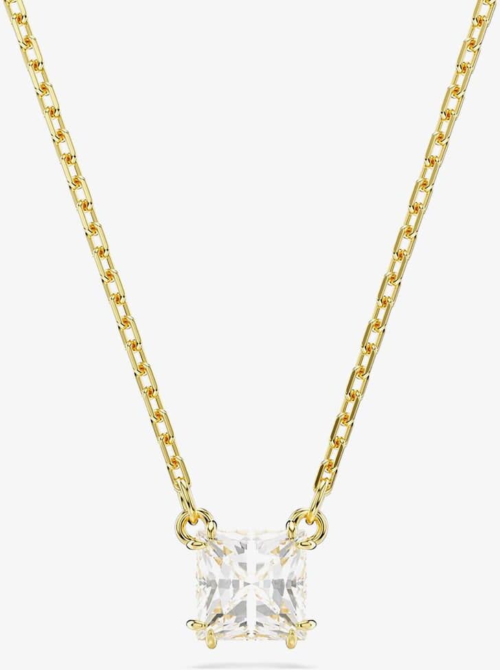 Swarovski Stilla Gold Tone Plated White Square Necklace 5693153