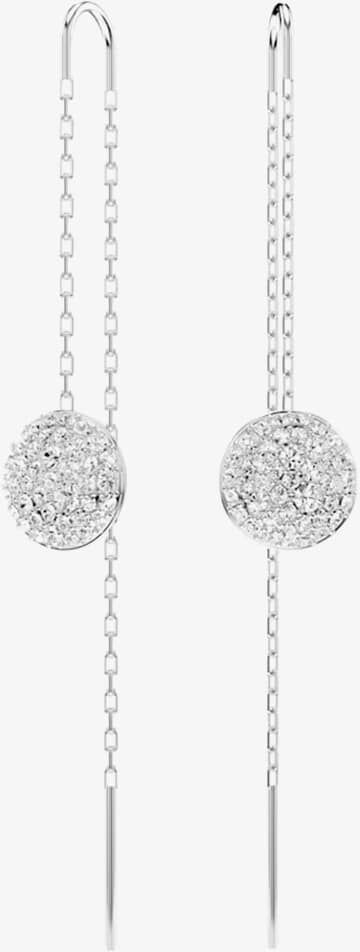 Swarovski Meteora Rhodium Plated Crystal Disc Chain Dropper Earrings 5683448