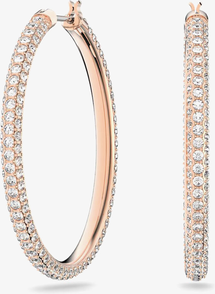 Swarovski Stone Rose Gold Tone Crystal Hoops Earrings 5383938