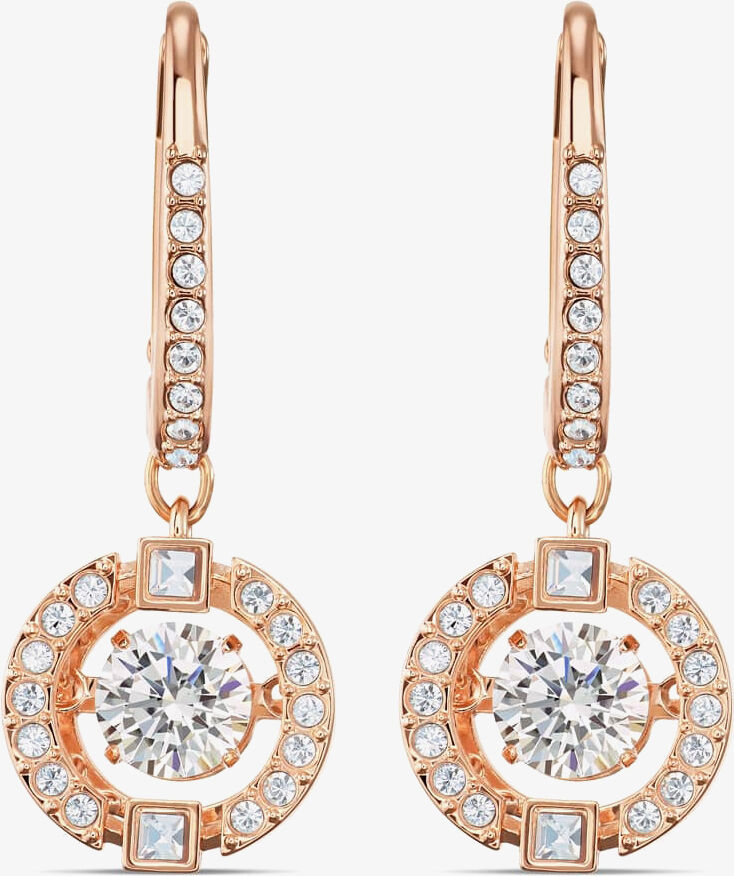 Swarovski Sparkling Dance Rose Gold Tone White Crystal Dropper Earrings 5504753