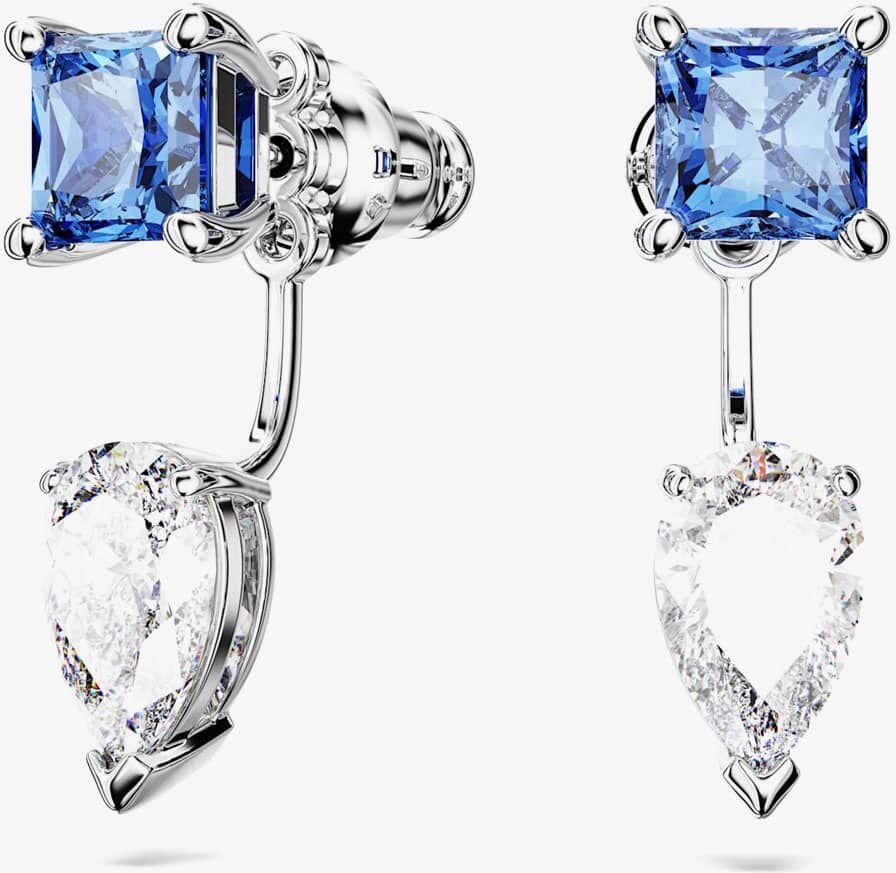 Swarovski Mesmera Blue Mixed Cut Rhodium Plated Jacket Earrings 5665767