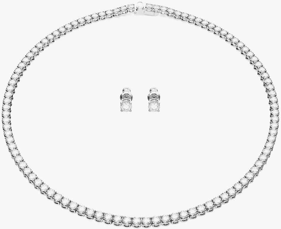 Swarovski Matrix White Tennis Necklace & Earrings Jewellery Set 5647730