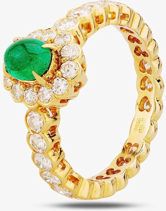 Pre-Owned 0.50ct Emerald & 1.40ct Diamond Cluster Heart Ring 4337022