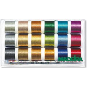Groves & Thames C/BOX SMOOTH MTLC - Clear Box: Metallic: Smooth: 18 x 200m: Spools - Madeira Multicolor Groves & Thames C/BOX SMOOTH MTLC - Clear Box: Metallic: Smooth: 18 x 200m: Spools - Madeira Multicolor