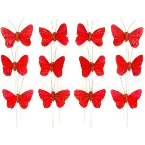 Groves & Thames GLITTER B/FLIES - Butterfly: Glitter: 5cm: Pack of 12: Red - Occasions - Bulk Red Groves & Thames GLITTER B/FLIES - Butterfly: Glitter: 5cm: Pack of 12: Red - Occasions - Bulk Red