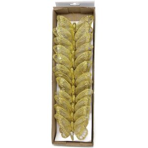 Groves & Thames Butterfly: 10cm: on Clip: Gold Glitter: 12 Pieces Gold Groves & Thames Butterfly: 10cm: on Clip: Gold Glitter: 12 Pieces Gold
