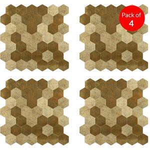 ENER-J Large Luxe Gold HexaStyle Aluminum Peel & Stick Tile Size 290 x 288 x 4mm (Pack of 4) Gold ENER-J Large Luxe Gold HexaStyle Aluminum Peel & Stick Tile Size 290 x 288 x 4mm (Pack of 4) Gold