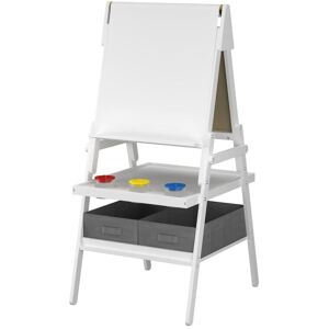 Costway Kid Easel Double-sided Kids Easel with Magnetic Whiteboard in White White Costway Kid Easel Double-sided Kids Easel with Magnetic Whiteboard in White White