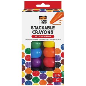 Tiger Tribe Stackable Crayons (Retro Rainbow) - 8 Pack Chunky Crayon Set Multicolor Tiger Tribe Stackable Crayons (Retro Rainbow) - 8 Pack Chunky Crayon Set Multicolor
