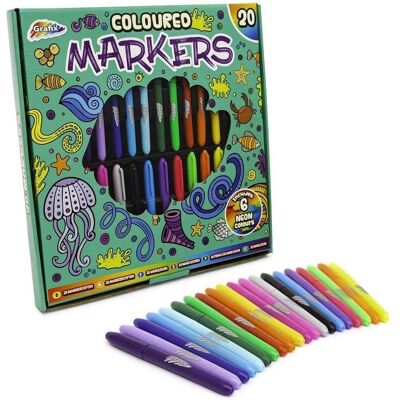 Grafix Neon Markers 20 Pack Multicolor Grafix Neon Markers 20 Pack Multicolor