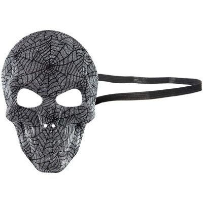 VFM e-Store Halloween Skull Mask Glitter Web Design Party, Trick or in Silver Silver VFM e-Store Halloween Skull Mask Glitter Web Design Party, Trick or in Silver Silver