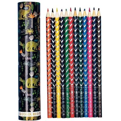 Floss & Rock 12 Coloured Pencils Tube - Dinosaur Multicolor Floss & Rock 12 Coloured Pencils Tube - Dinosaur Multicolor