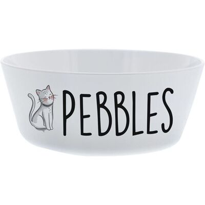 Personalised Memento Company Personalised Scribble Cat Plastic Cat Bowl in White White Personalised Memento Company Personalised Scribble Cat Plastic Cat Bowl in White White