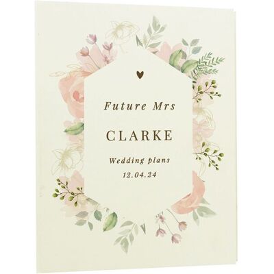 Personalised Memento Company Personalised Floral Watercolour Wedding Planner in Off-White Off-White Personalised Memento Company Personalised Floral Watercolour Wedding Planner in Off-White Off-White