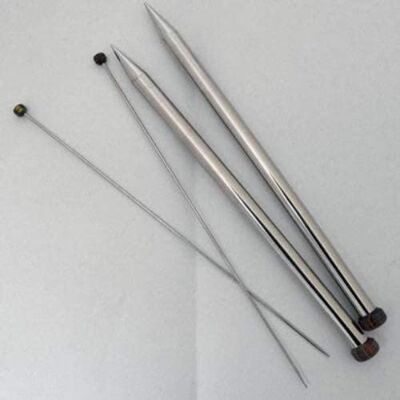 KnitPro Nova Metal Knitting Needles - Brass - 40cm - US9 - Light Gray KnitPro Nova Metal Knitting Needles - Brass - 40cm - US9 - Light Gray