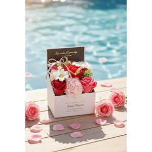 Living and Home Rose Scent Soap Flower Gift Box Tabletop Decor in Red Red Living and Home Rose Scent Soap Flower Gift Box Tabletop Decor in Red Red