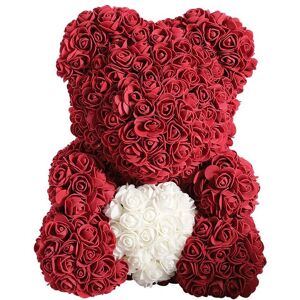 Living and Home Artificial Rose Heart Teddy Bear with Gift Box in Dark Red Dark Red Living and Home Artificial Rose Heart Teddy Bear with Gift Box in Dark Red Dark Red