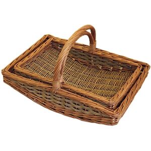 Red Hamper Wicker Set of 2 Boat Garden Trugs in Brown Brown Red Hamper Wicker Set of 2 Boat Garden Trugs in Brown Brown