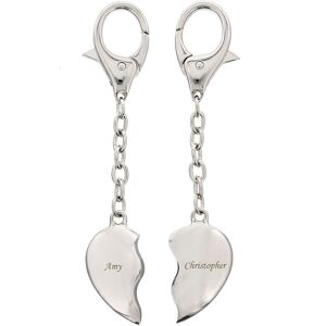 Personalised Memento Company Personalised Two Hearts Keyring in Metallic Silver Metallic Silver Personalised Memento Company Personalised Two Hearts Keyring in Metallic Silver Metallic Silver