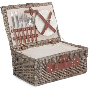 Red Hamper Wicker 2 Person Chiller Fitted Picnic Basket in Light Grey Light Grey Red Hamper Wicker 2 Person Chiller Fitted Picnic Basket in Light Grey Light Grey