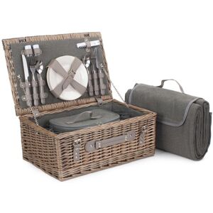 Brand Model Grey Wicker Picnic Basket for 2-4 Persons Brand Model Grey Wicker Picnic Basket for 2-4 Persons